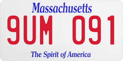 MA license plate 9UM091