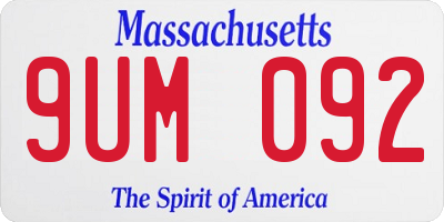 MA license plate 9UM092
