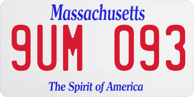MA license plate 9UM093