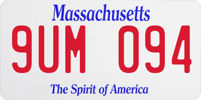 MA license plate 9UM094