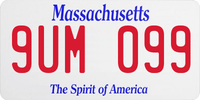 MA license plate 9UM099