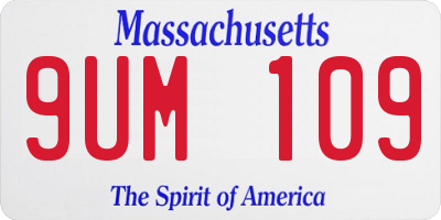 MA license plate 9UM109
