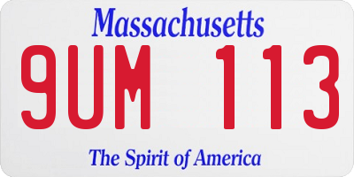 MA license plate 9UM113
