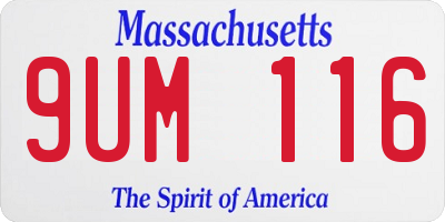 MA license plate 9UM116
