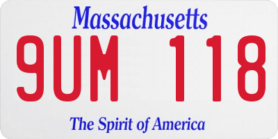 MA license plate 9UM118