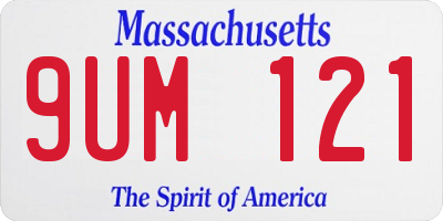 MA license plate 9UM121