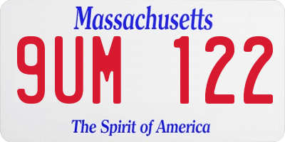 MA license plate 9UM122