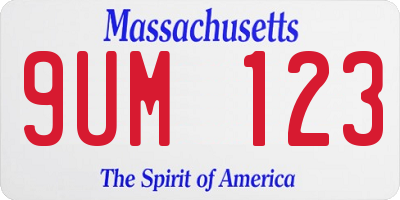 MA license plate 9UM123