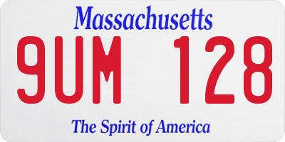 MA license plate 9UM128