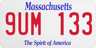 MA license plate 9UM133