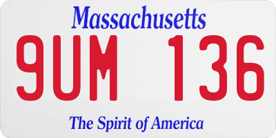 MA license plate 9UM136