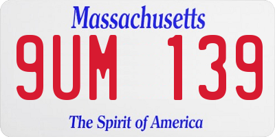 MA license plate 9UM139