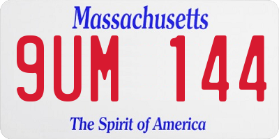 MA license plate 9UM144