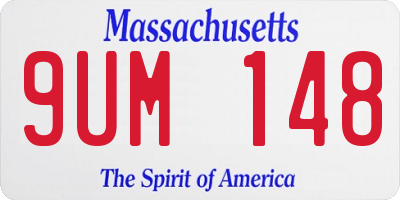 MA license plate 9UM148