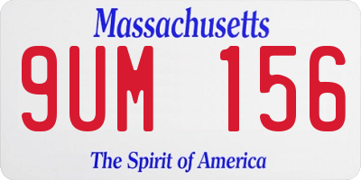 MA license plate 9UM156