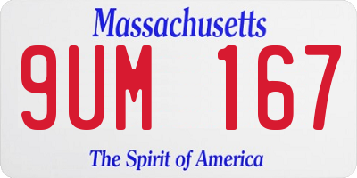 MA license plate 9UM167