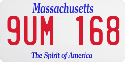 MA license plate 9UM168