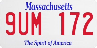 MA license plate 9UM172