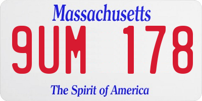 MA license plate 9UM178
