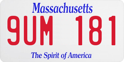 MA license plate 9UM181