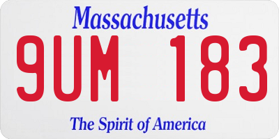 MA license plate 9UM183