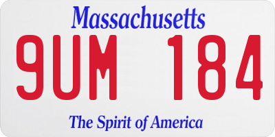 MA license plate 9UM184