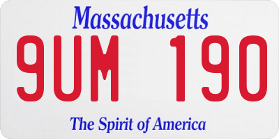 MA license plate 9UM190