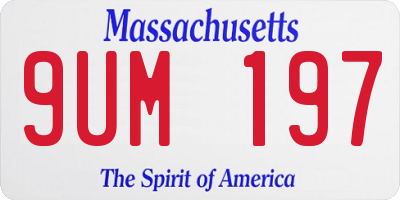 MA license plate 9UM197