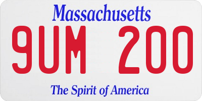 MA license plate 9UM200