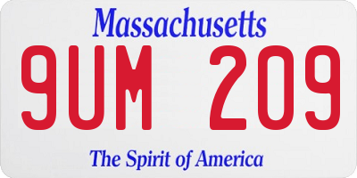 MA license plate 9UM209