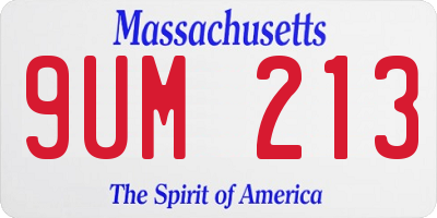 MA license plate 9UM213