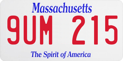 MA license plate 9UM215