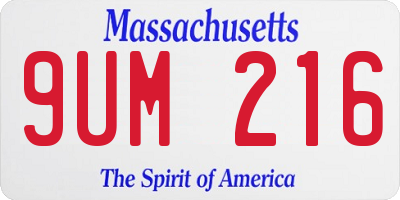 MA license plate 9UM216