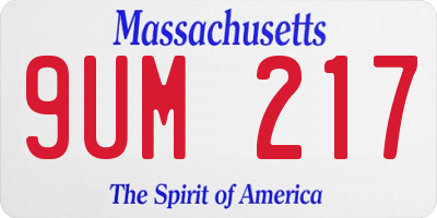 MA license plate 9UM217
