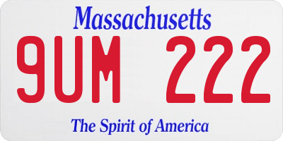 MA license plate 9UM222