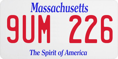 MA license plate 9UM226