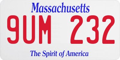 MA license plate 9UM232
