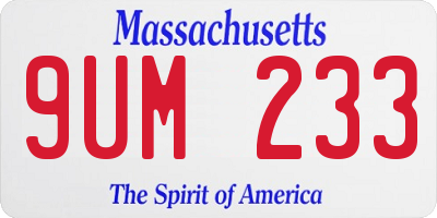 MA license plate 9UM233
