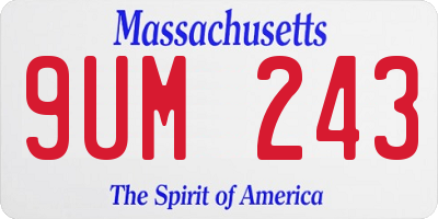 MA license plate 9UM243