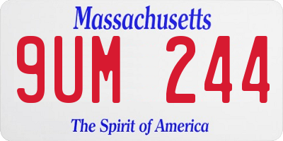 MA license plate 9UM244