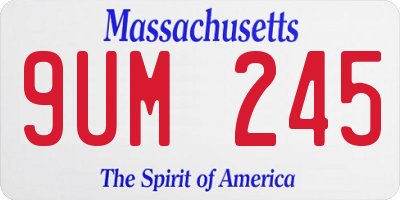 MA license plate 9UM245