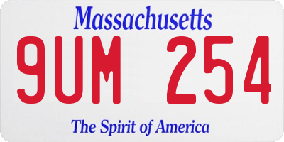 MA license plate 9UM254