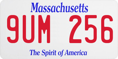 MA license plate 9UM256