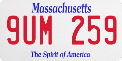MA license plate 9UM259