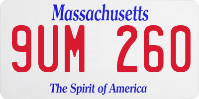 MA license plate 9UM260