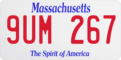 MA license plate 9UM267