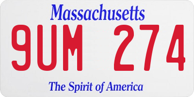 MA license plate 9UM274