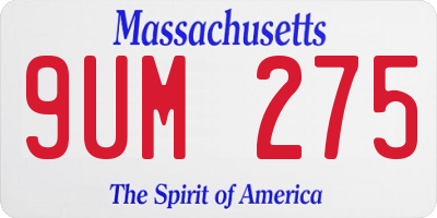 MA license plate 9UM275