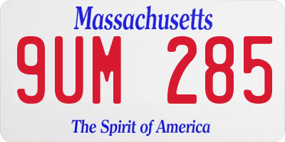 MA license plate 9UM285