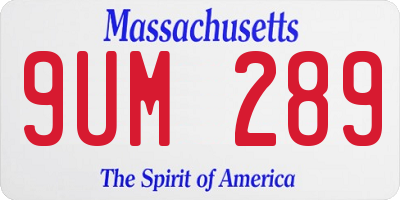 MA license plate 9UM289